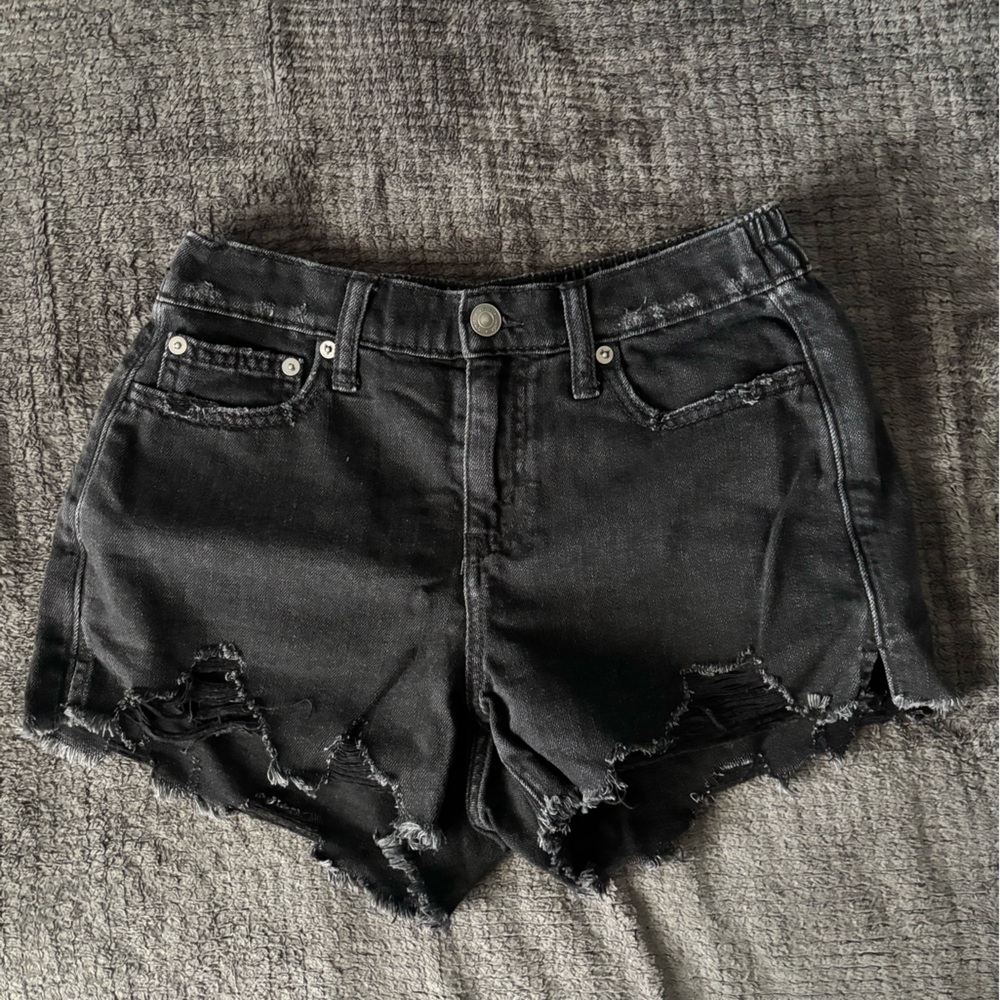 Aerie Black Ripped Jean Shorts